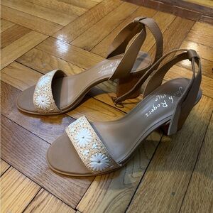 Jack Rogers Brown Heels with Floral Accents